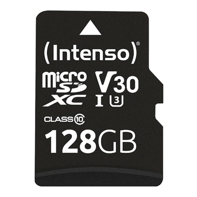 Tarjeta memoria micro sd intenso 128gb profesional v30 + adaptador sd