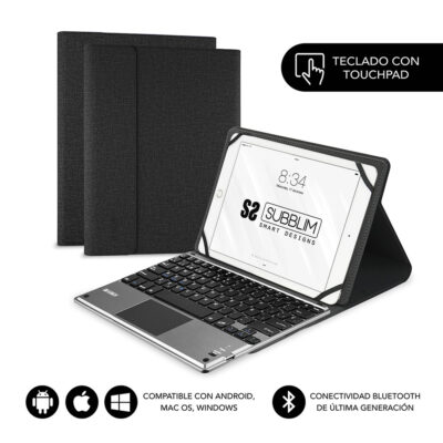 Funda + teclado subblim keytab pro para tablet 9.6 pulgadas – 10.8 pulgadas negro
