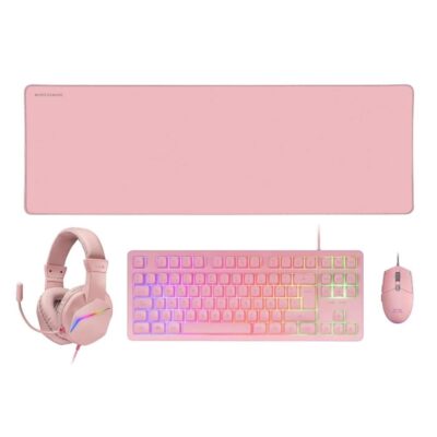 Teclado + raton 4 en 1 mars gaming mcp – rgb3p rosa