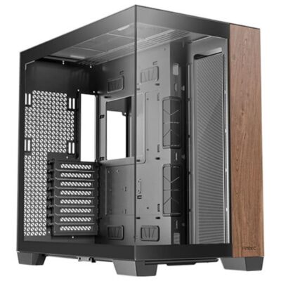 Caja ordenador gaming antec fishtank c8 wood e – atx cristal templado negro