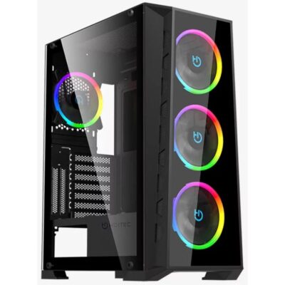 Caja ordenador gaming hiditec mh12 e – atx argb cristal templado negro