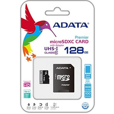 Tarjeta memoria micro sd adata 128gb cl10 + adaptador sd