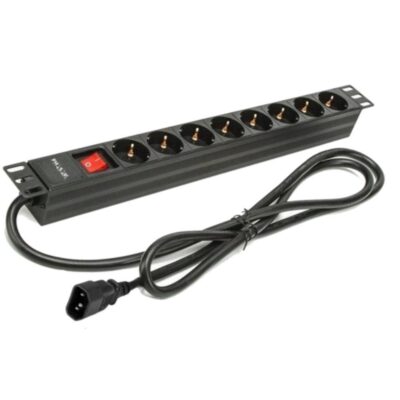Regleta phasak 8 tomas armario rack 19 pulgadas con interruptor 2m negro bns 3535