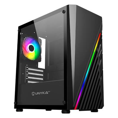 Caja ordenador gaming unykach mini glayze argb stripe – black micro atx