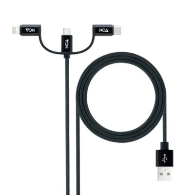 Cable usb tipo a a micro usb – usb tipo c – lightning nanocable 1m – macho – macho – negro