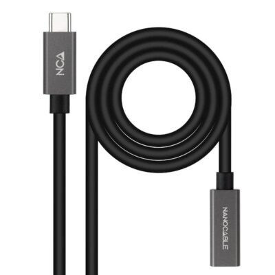 Cable usb tipo c nanocable 0.5m – macho – hembra – negro