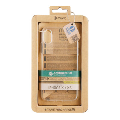Funda muvit recycletek antibacteriana para apple iphone x – xs transparente