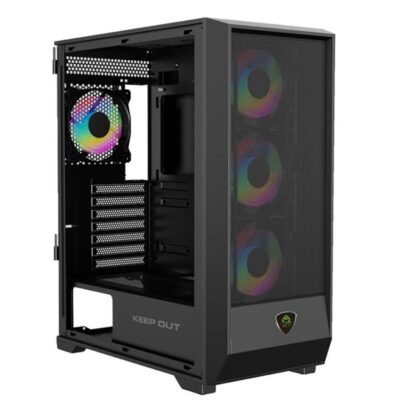 Caja ordenador gaming keep out xc – 501 mesh atx argb cristal templado negro