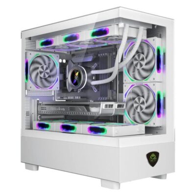 Caja ordenador gaming keep out xc – 301w glass matx argb cristal templado blanco
