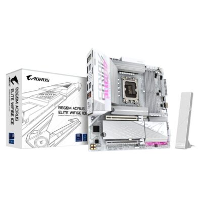 Placa base gigabyte b860m aorus elite wifi6e ice matx – 4x ddr5 lga1851