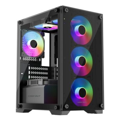 Caja ordenador gaming keep out xc – 201 glass matx argb cristal templado negro