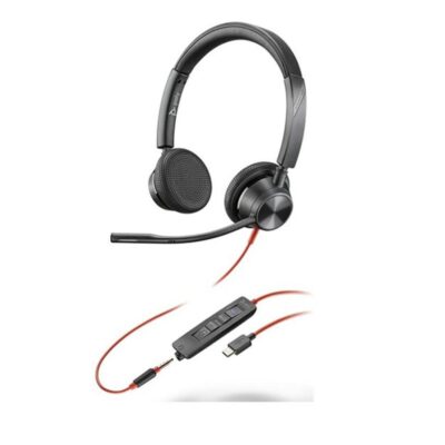 Auriculares poly estéreo blackwire 3325 con certificación microsoft teams usb – c + conector de 3 -5 mm + adaptador usb – c – a