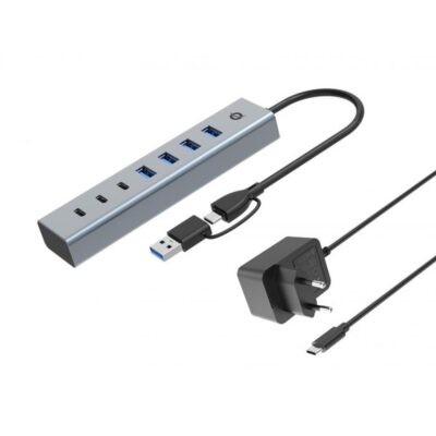 Hub usb 3.0 conceptronic hubbies20gp 7 puertos usb – c a 3xusb – c 4xusb – a con alimentador