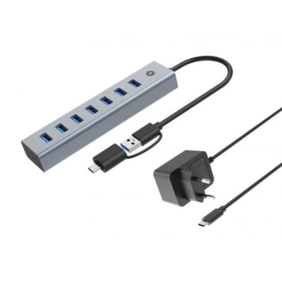 Hub usb 3.0 conceptronic hubbies21gp 7 puertos usb – c a 7xusb – a con alimentador