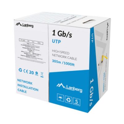 Bobina 1gb – s lanberg u – utp rj45 solido cca awg23 305m amarillo