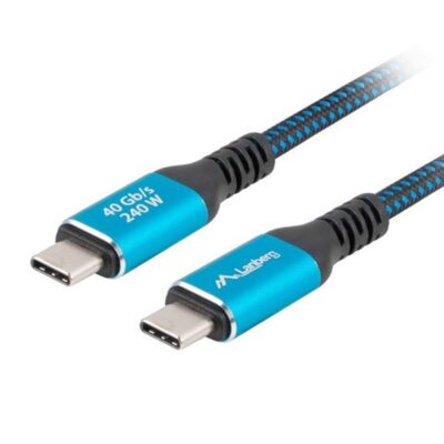 Cable usb tipo c 4.0 lanberg – macho – macho 240w – 8k – 60hz – 1m – azul