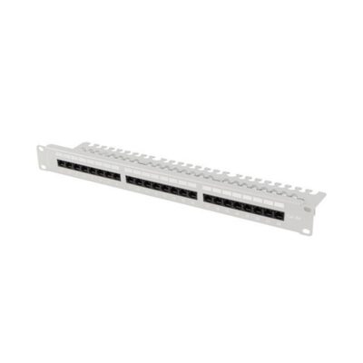 Patch panel lanberg 24 puertos 1u 19 pulgadas cat.6a utp con organizador cables gris