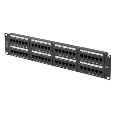 Patch panel lanberg 48 puertos 2u 19 pulgadas cat.6 negro