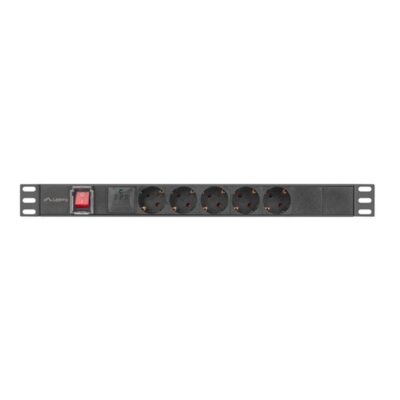 Regleta lanberg 1u 16a rack 19 pulgadas 5x socket schuko negro 2m