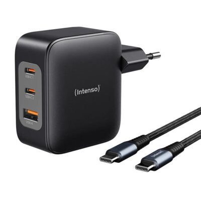 Cargador de pared intenso gan w100acc 2x usb tipo c + 1x usb tipo a + cable usb tipo c
