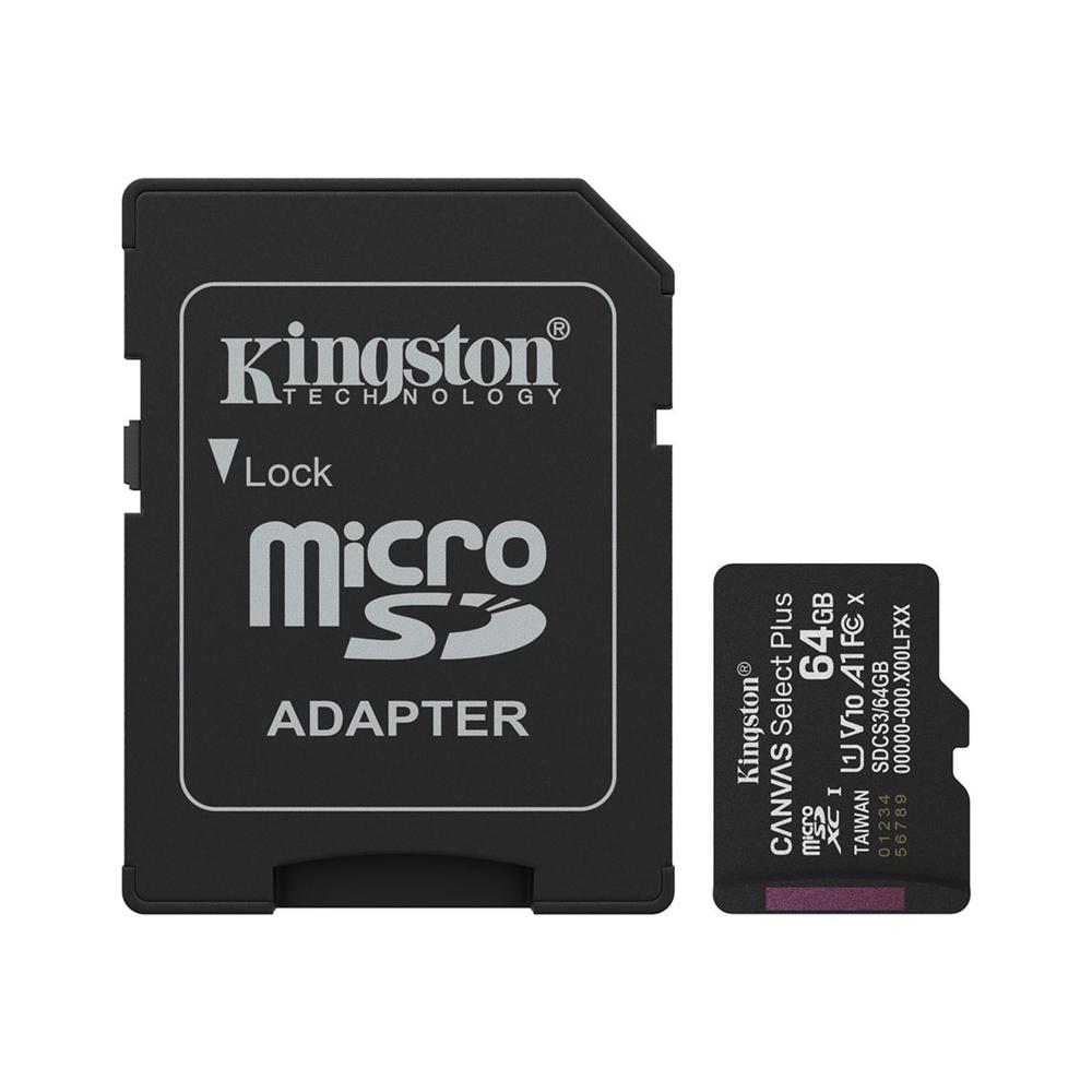 Tarjeta memoria micro sdxc 64gb kingston canvas select plus + adaptador sd
