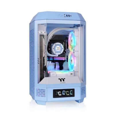 Caja ordenador gaming thermaltake tower 250 mini – itx cristal templado azul