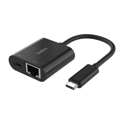 Adaptador usb tipo c a usb tipo c – rj45 belkin macho – hembra – negro