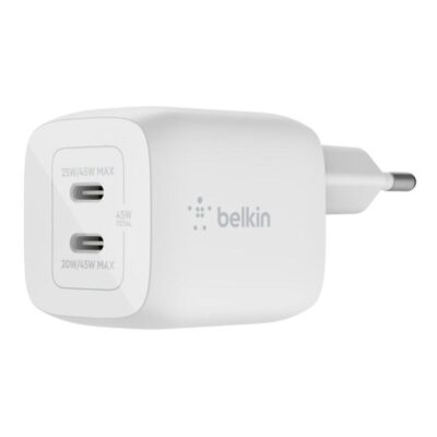 Cargador de pared belkin wch011vfwh 45w 2x usb tipo c blanco
