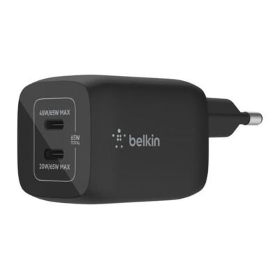 Cargador de pared belkin wch013vfbk 65w 2x usb tipo c negro