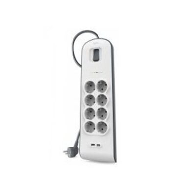 Regleta alimentacion belkin bsv804vf2m – v2 8 tomas con proteccion 2x usb tipo a interruptor color blanco
