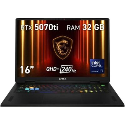 Portatil msi vector 16hx – 097xes u7 – 255hx – 32gb – ssd 1tb – rtx 5070ti 12gb – 16 pulgadas qhd+ – freedos