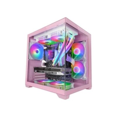 Caja ordenador mars gaming mc – view2p matx cristal templado rosa