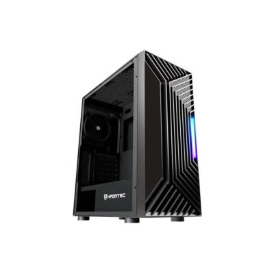 Caja ordenador gaming nfortec nervia atx argb cristal templado negra