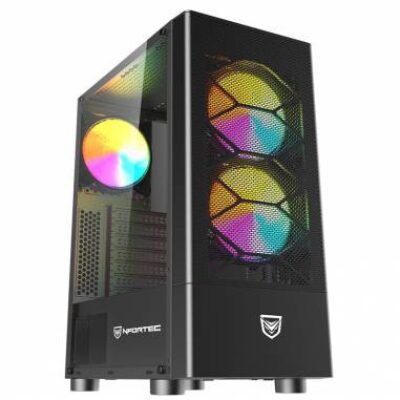 Caja ordenador gaming nfortec caelum atx rgb cristal templado negra