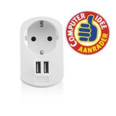 Cargador usb ewent 2 puertos – 155w – enchufe shuko blanco