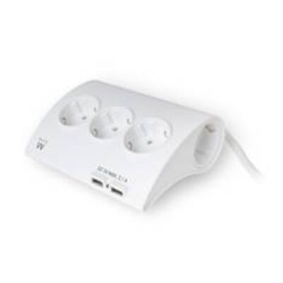 Regleta de escritorio ewent 5 tomas de corriente – 2 puertos usb – blanco