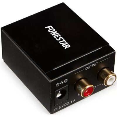 Convertidor de audio fonestar fo – 37da – audio digital en analógico – entrada óptica spdif – coaxial spdif – salida audio estéreo – 2x rca