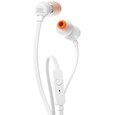 Auriculares intrauditivos jbl t110 white – pure bass – drivers 9mm – cable plano – manos libres