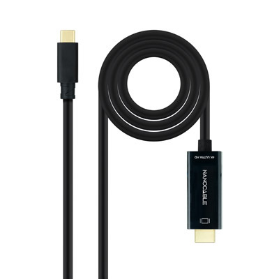 Cable nanocable conversor usb tipo c a hdmi usb tipo c – mhdmi – m negro 1.8 m