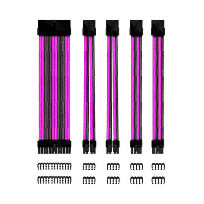 Kit de extension phoenix cables fuente de alimentacion 30cm 24 pines – 4 + 4 pines – 6 + 2 pines negro y morado