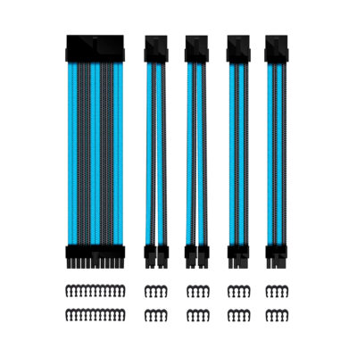 Kit de extension phoenix cables fuente de alimentacion 30cm 24 pines – 4 + 4 pines – 6 + 2 pines negro y azul