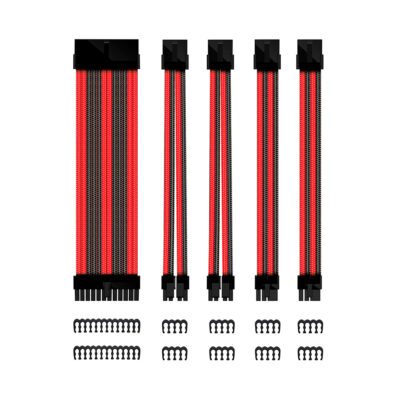 Kit de extension phoenix cables fuente de alimentacion 30cm 24 pines – 4 + 4 pines – 6 + 2 pines negro y rojo