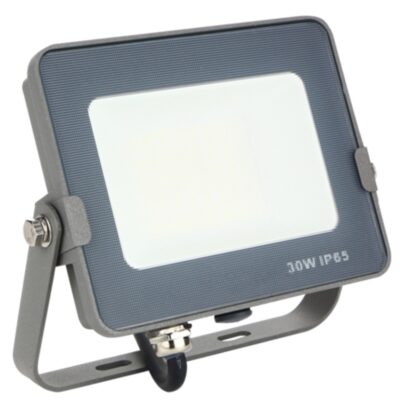 Foco led silver electronics forge+proyector ips 65 30w=300w – 3700k luz calida – 2400lm color gris