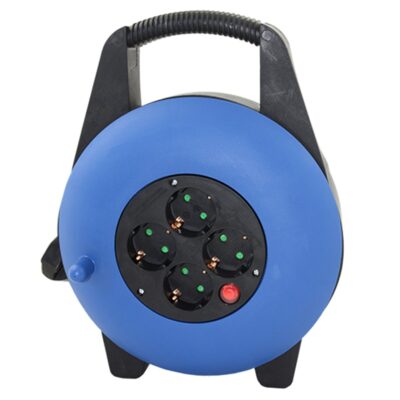 Regleta alargadera enrollacables 4 tomas – 15m – 16a – 250v – 3×1.5mm – color azul