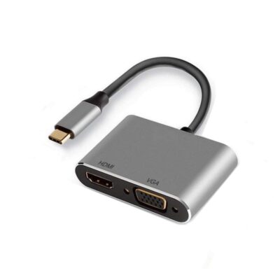 Adaptador ewent usb tipo c a hdmi 4k y vga 15cm – macho – hembra