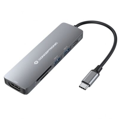 Adaptador usb – c 6en1 conceptronic donn11 – hdmi usb 3.0 – lector sd