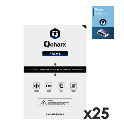 Laminas de proteccion frontales qcharx hidrogel prime qx1 25 unidades