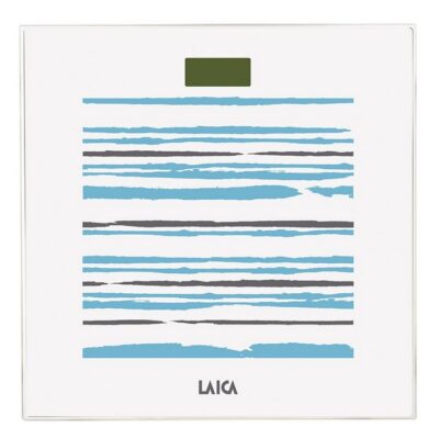 Bascula de baño electronica laica ps1074 blanca rayas azules 150kg