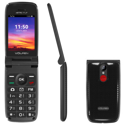 Telefono movil volfen astro flip negro tipo concha – pantalla 2.8 pulgadas – dual sim – camara 0.3mpx
