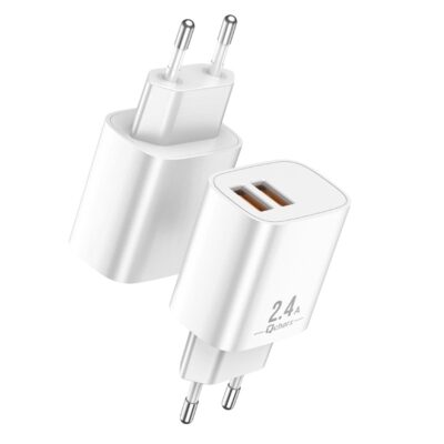 Cargador qcharx apolo 2.4a 2 puerto usb a blanco